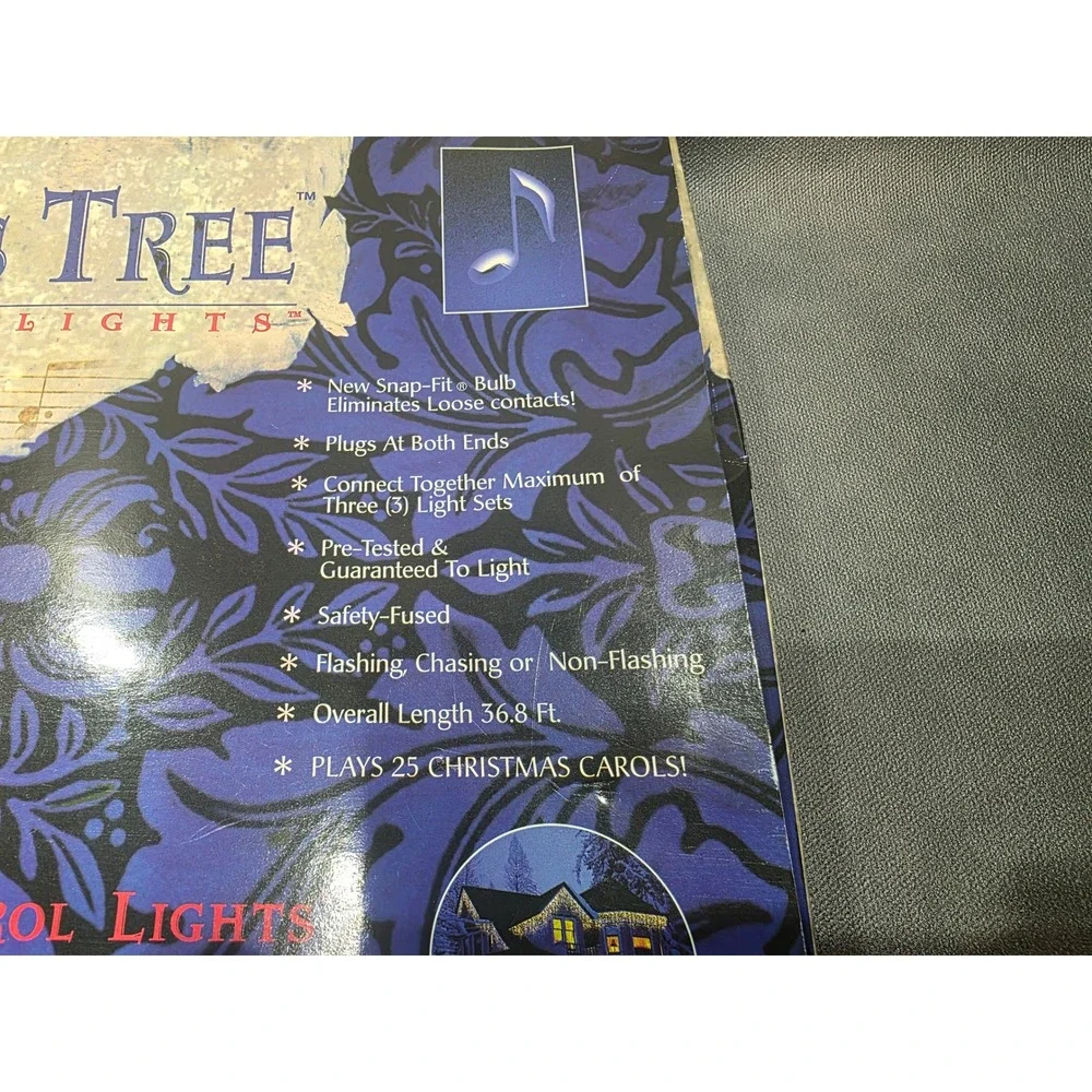 Christmas Tree Musical Carol Lights 100 Clear Bulbs 25 Songs 36.8 Ft Indoor
